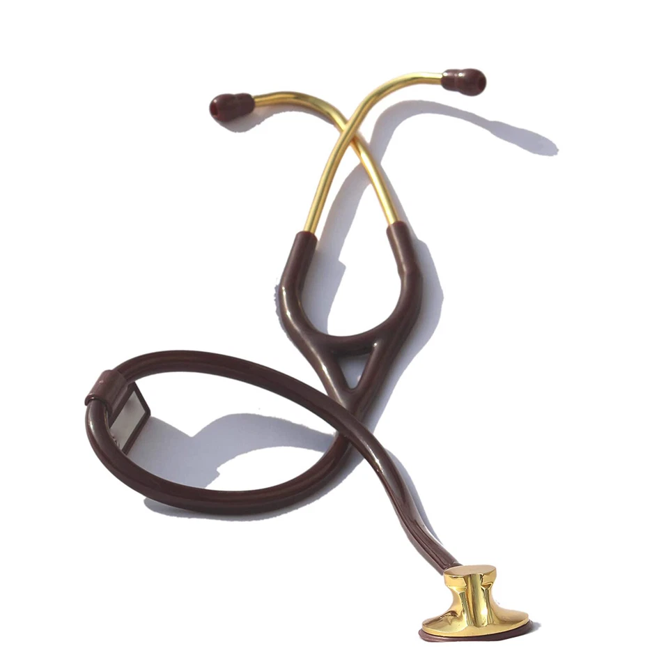 Estetoscopio acústico de doble cabeza de acero inoxidable chapado en oro para médicos, enfermeras EE. UU. Foto 3 de 3