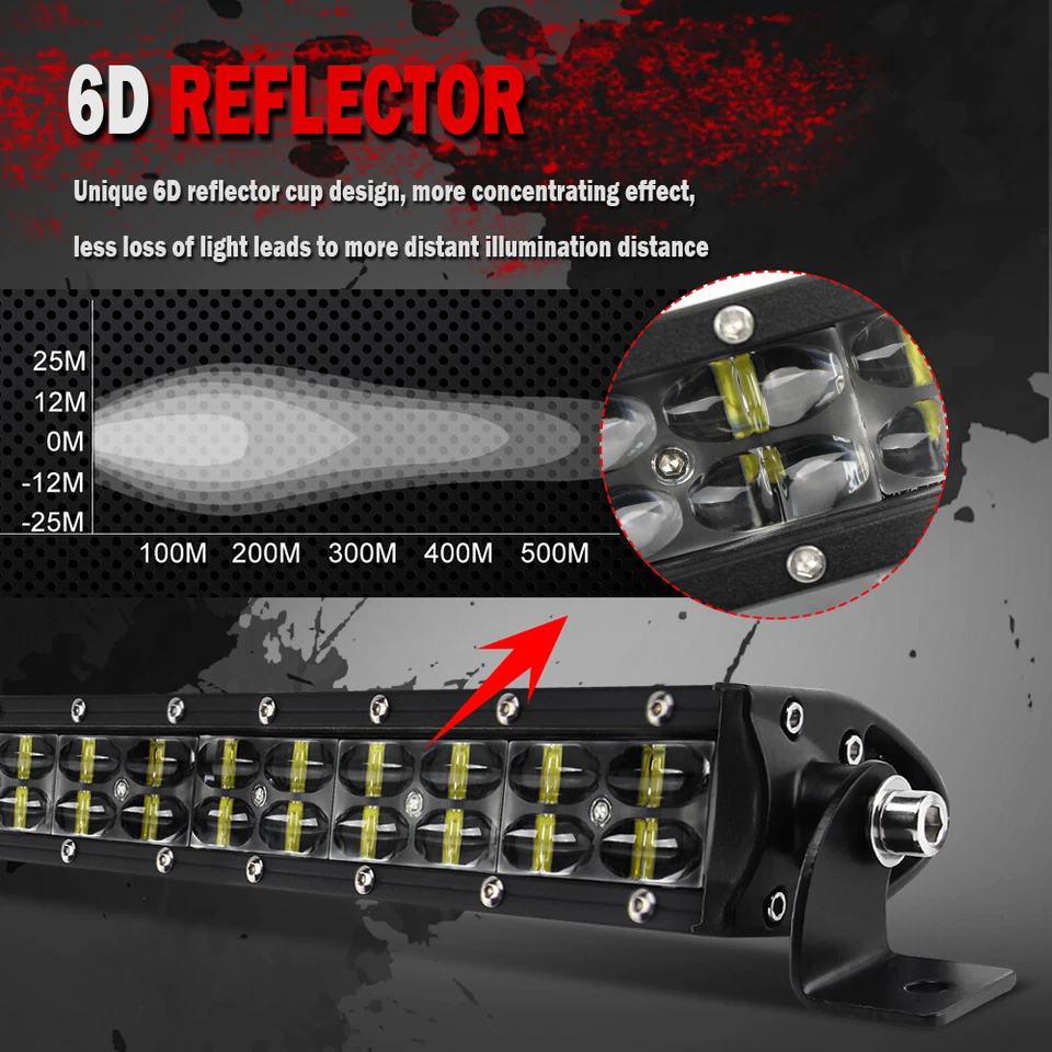 52INCH LED Work Light Bar Spot + 22"+ 4" Pods+ Wiring For Jeep Wrangler JK YJ TJ - Image 3 of 4