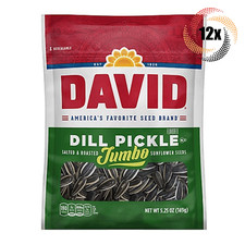 12x Bags David Dill Pickle Jumbo Sunflower Seed Bags  5.25oz  Salted  Roasted