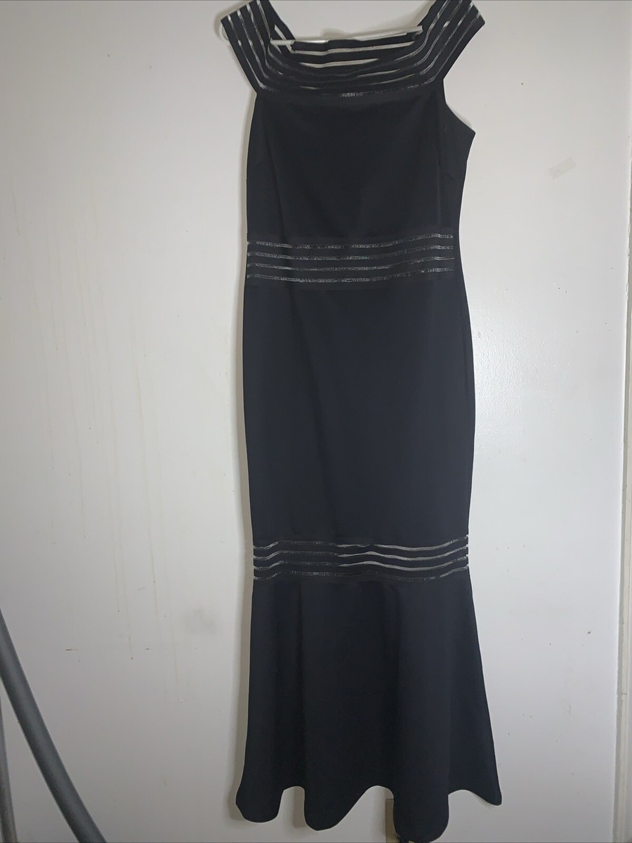 Venus Black Sz. 14 Off Shoulder Strip Mesh Sleeveless Formal Pencil Maxi Dress | eBay Venus Black Sz. 14 Off Shoulder Strip Mesh Sleeveless Formal Pencil Maxi Dress | eBay