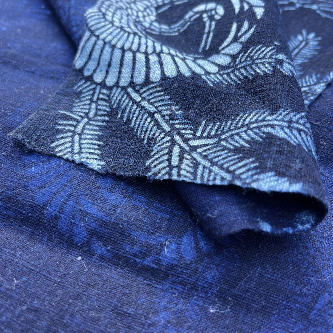 Vintage Japanese Textile Aizome Indigo Blue Fabric Scrap 82×33cm