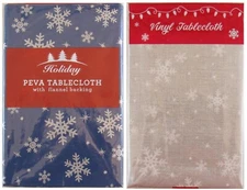 Christmas Snowflakes Delight Vinyl Flannel Back Tablecloth Var Sizes/Colors