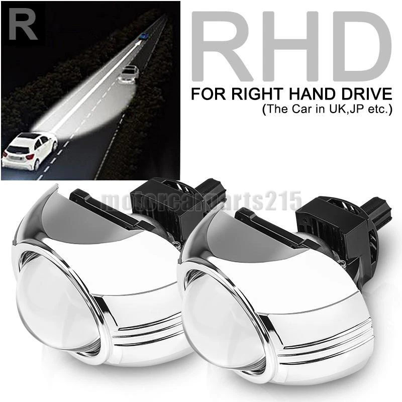 RHD 3.0" 100W Bi LED Projector Lens Headlight Kit H4 H7 9005 9006 Retrofit 6000K - Image 2 of 4