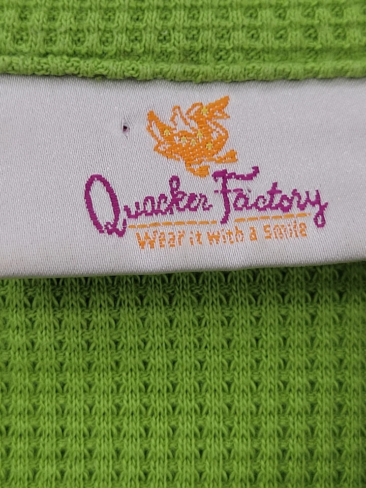 Quacker Factory Cardigan Jacket Womens Medium Lime Green Waffle Knit Rhinestones - Image 4 of 4