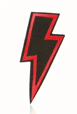 LIGHTNING BOLT - BLACK/RED - Embroidered Iron/Sew On Patch