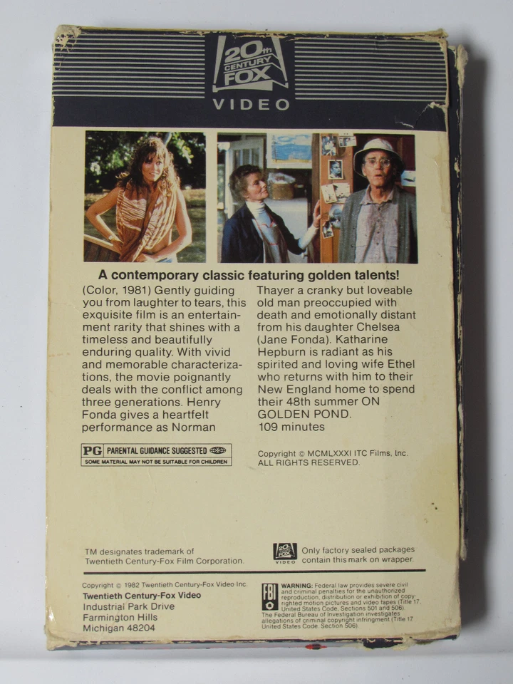 On Golden Pond VHS Movie VCR Video Tape Henry Fonda CBS Fox buy 2 get 1 FREE Foto 2 de 4