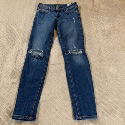 Old Navy Jeans Womens 2 Denim Blue Rockstar Skinny Low Rise Distressed Stretch