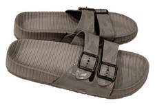 Mens Slip On Sport Sandals Slides Rubber Flip Flops Buckle Slippers Gray 9