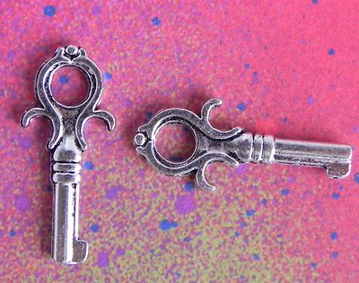 20 Keys Skeleton Key Odd Charm Pendants Charms Rounded Silver Metal Components