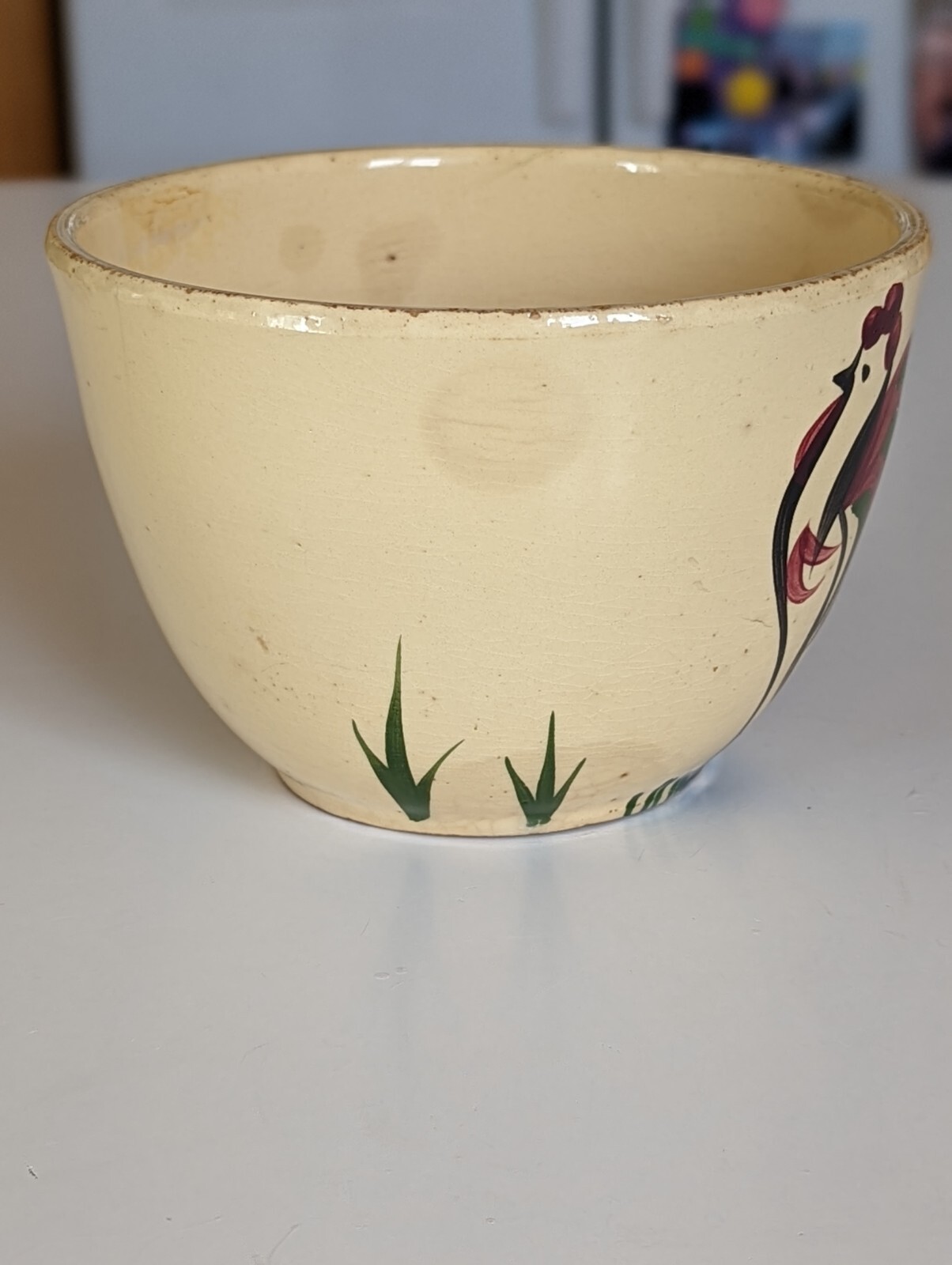 ***RARE*** Watt Pottery Rooster Thornton Meservey Iowa Advertising Bowl