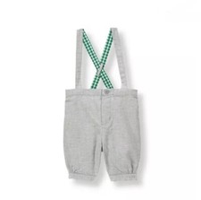 janie and jack gray twill suspender pant SZ 12-18M