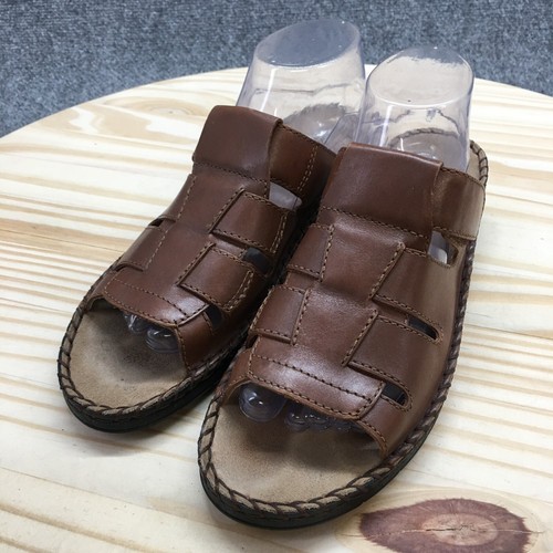 Duck Head Sandals Womens 10 M Casual Comfort Slip On Wedge Slide Brown Leather - Picture 3 of 19
