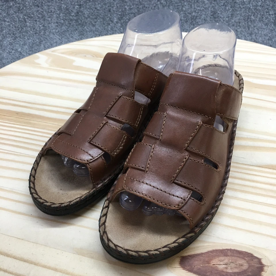 Duck Head Sandals Womens 10 M Casual Comfort Slip On Wedge Slide Brown Leather - Image 3 of 4