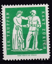 Schweiz. Soldatenmarke. 1939. Terr.-Truppen Kanton Zürich, Falzspur