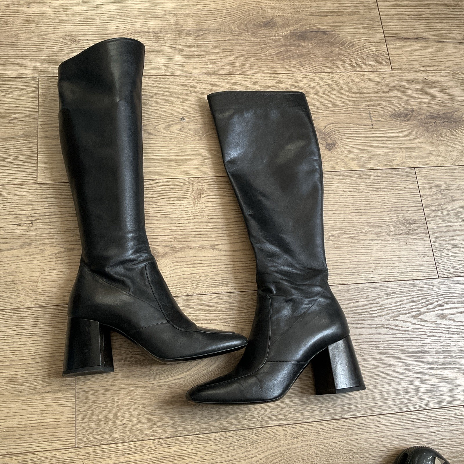 STIVALI AL GINOCCHIO SAINT LAURENT PARIS IN PELLE NERA MISURA 38 5 EUR 5 5 UK OTTIME CONDIZIONI