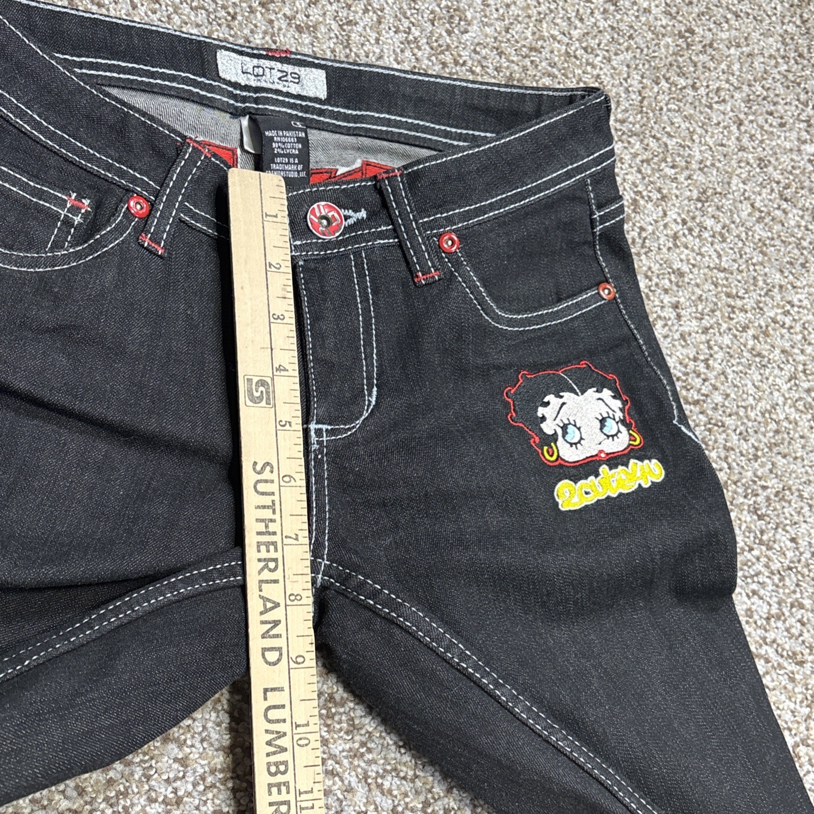Lot 29 Jeans Women's Size 5 Black Denim Betty Boop Fits 28 X 31 - View 7