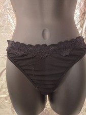 NEW Vintage Plus Size Black Sheer Evelyne Thong XL 1X 8 Xlarge