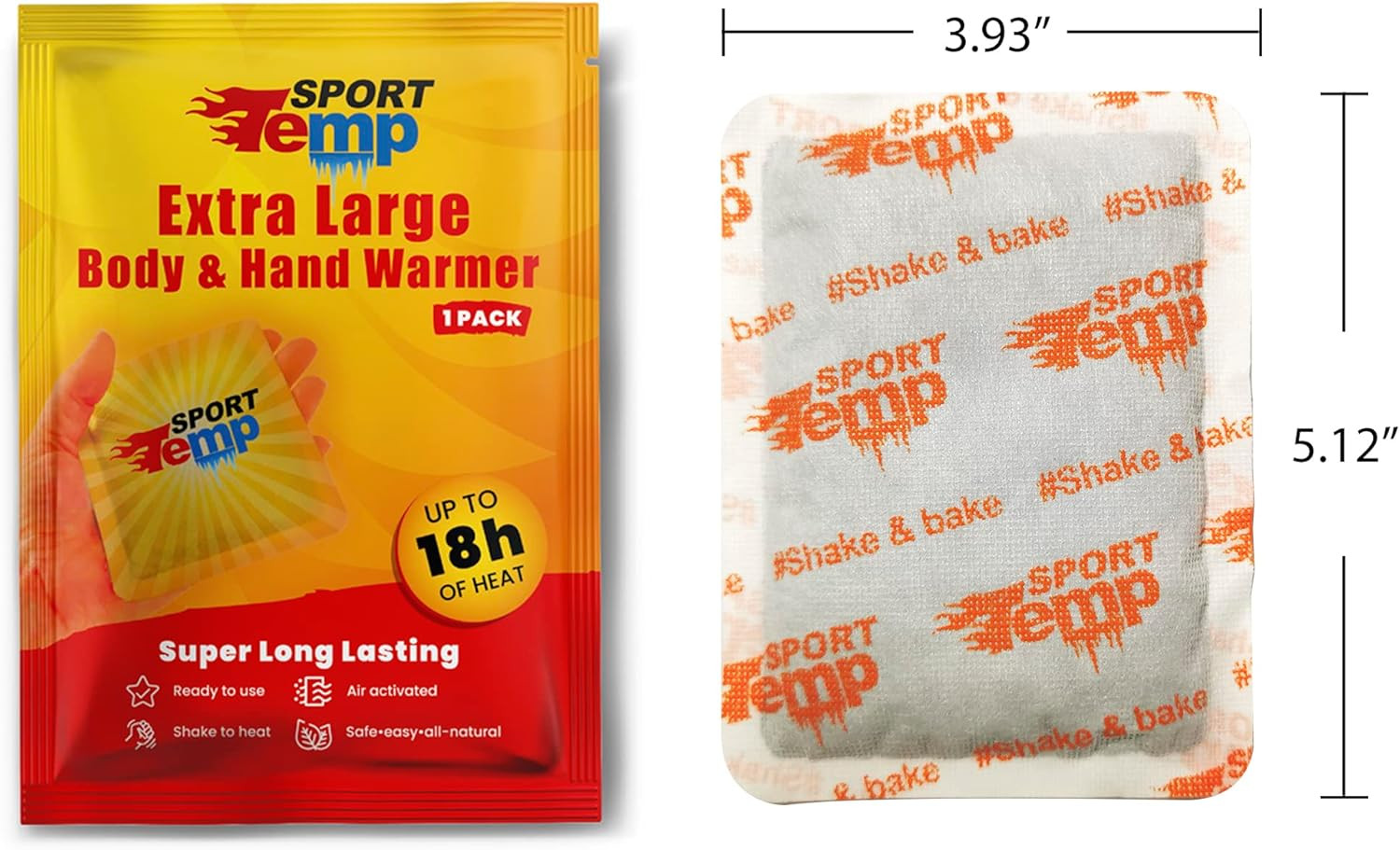 Large Hand & Body Warmers - up to 18 Hours of Heat, Super Long Lasting - Easy, A