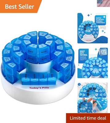 Elegant Monthly Pill Organizer with 31 Removable Compartments - Travel-Friendly