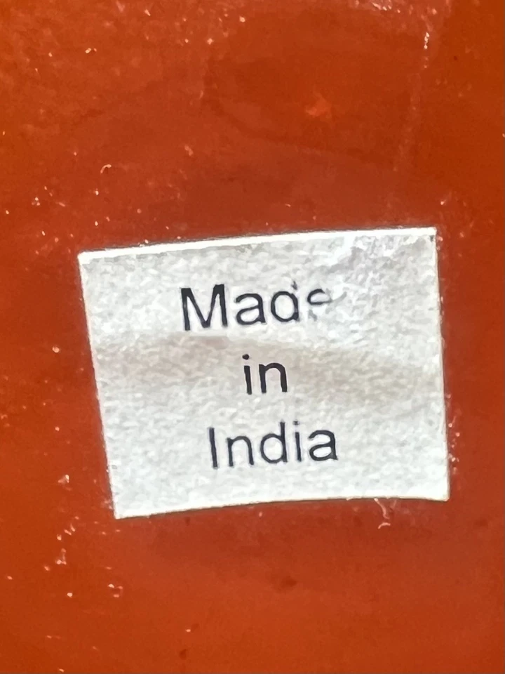 Textured Orange Irregular Hourglass Shaped Vase Unbranded Made in India - Image 4 of 4