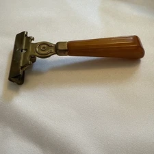 Vintage Schick Injector Safety Razor with Butterscotch Bakelite Handle USA 1942