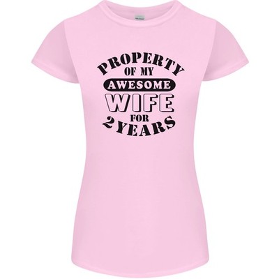 2nd Hochzeitstag 2 Jahr Lustig Frau Damen Petite Schnitt T-Shirt