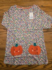 New with tags Mini Boden Halloween Pumpkin Pocket Floral Tunic - Size 8-9