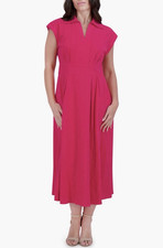 Kensie Dresses Pink Collared Cap-Sleeve A-Line Midi Dress, Size 4