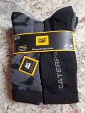 Men's Caterpiller 6 Pair Crew Boot Socks Anti Oder Size 8-12 Brand New
