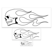 Custom Shop Airbrush Skull Fire Flame 3 Stencil Set Laser Cut Reusable Templates