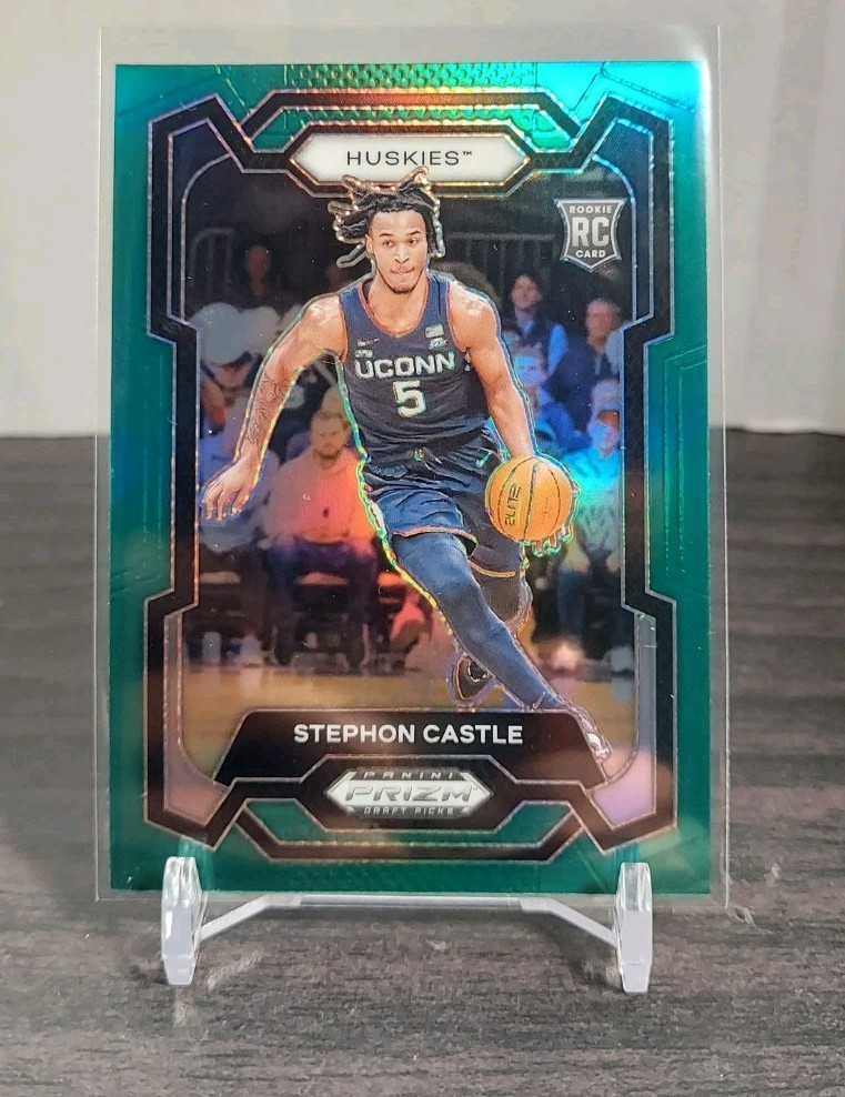 Stephon Castle 2024-25 Panini Draft Picks Green Prizm RC Variation #17 