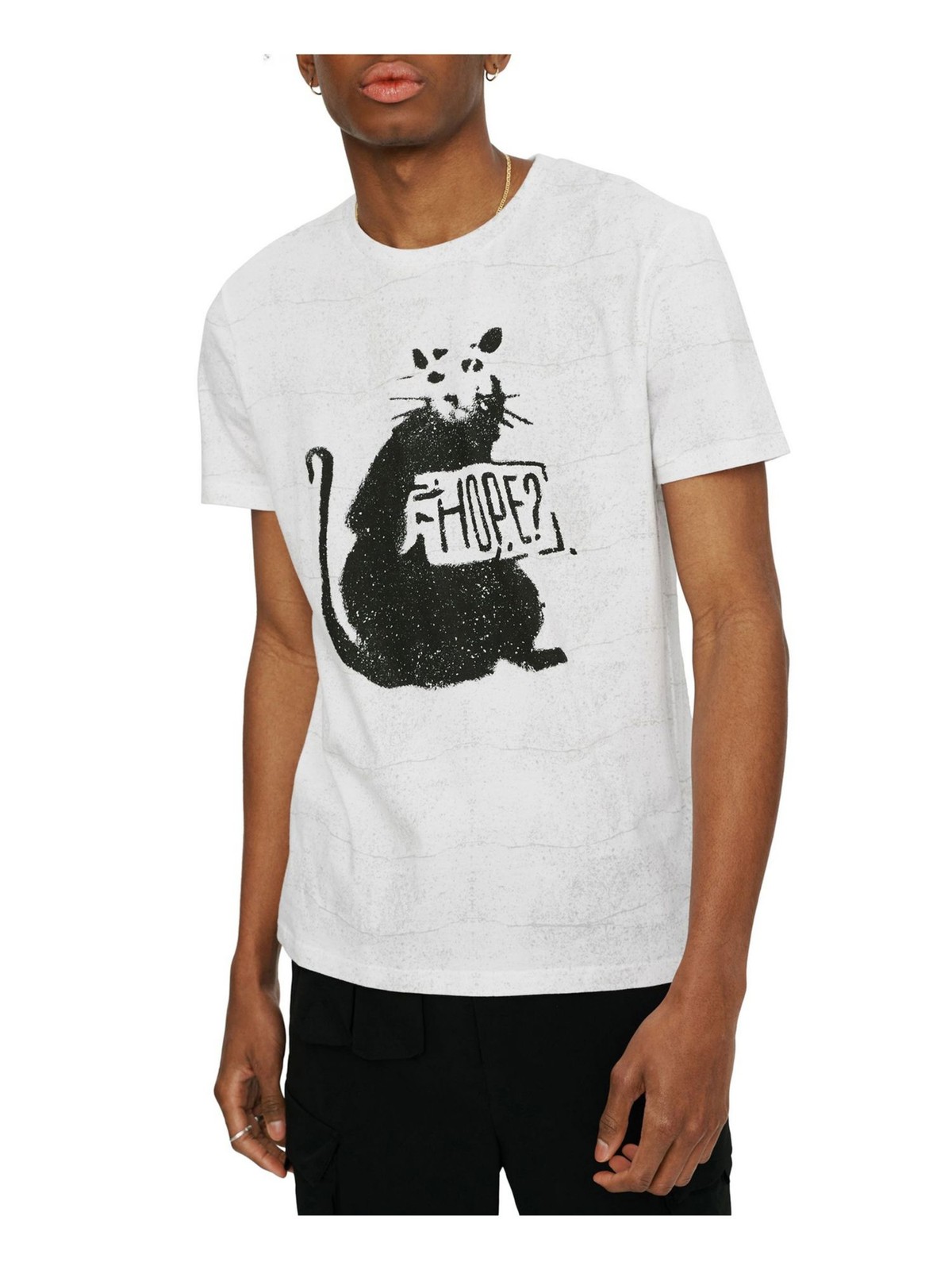 HYBRID APPAREL Мужская белая футболка с коротким рукавом и рисунком XL