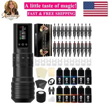Tattoo Gun Kit Complete Wireless Tattoo Machine Kit, V1 Rotary Adjustable Str...