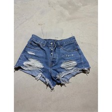 Levi's Ripped Light Blue Denim Cutoff Shorts 27