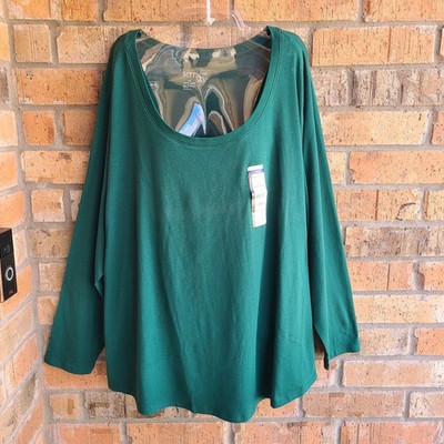 Terra & Sky Womens Plus LongSleeve Forest Clover Soft Core Shirt Sz 4X (28W-30W)