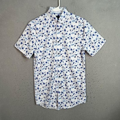 Brooklyn Brigade Mens Small Tall Modern Slim Fit Floral Short Sleeve Shirt