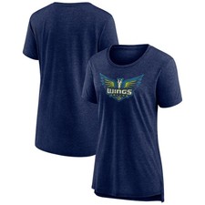 Women's Heather Navy Dallas Wings Distressed Team Logo Tri-Blend T-Shirt