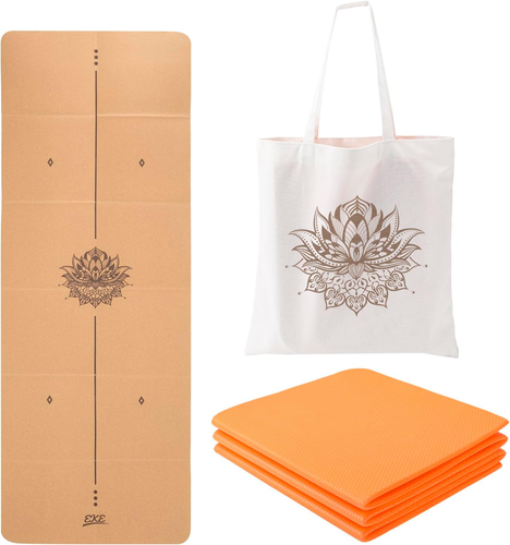 Tappetino Yoga Pieghevole Lvme 8 Mm - Antiscivolo, TPE Ecologico, 180x61 Cm, Leggero 1,5 Kg, Per Pilates, Fitness E Viaggi, Verde/Nero
