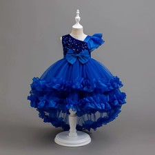 Girl Party Gown Wedding Birthday Trailing Princess Dress Kids Pageant Costume