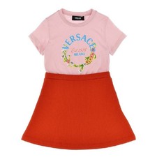 Young Versace Short Sleeve Floral Cotton Dress