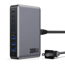 USB C Charger 300W USB C Charger Block, 8-Ports GaN IV Fast Charging Station ...