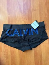 NWT Calvin Klein Women's Logo Boyshort Underwear Black QF3648 Size S