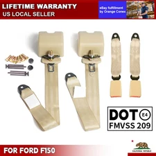 2 Set 3-Point Adjustable Car Safety Seat Belt Straps Kits For Ford F-150 Beige