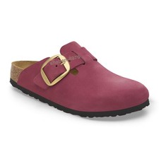 New Birkenstock Boston Big Buckle Nubuck Leather Berry Crush Women's shoes