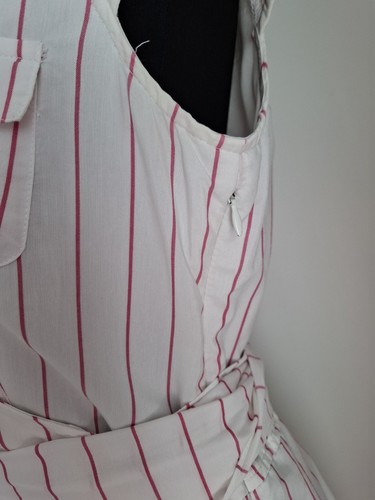 ZARA pink white candy stripe wrap style fit flare dress size XL = UK 14 cotton - Picture 8 of 15