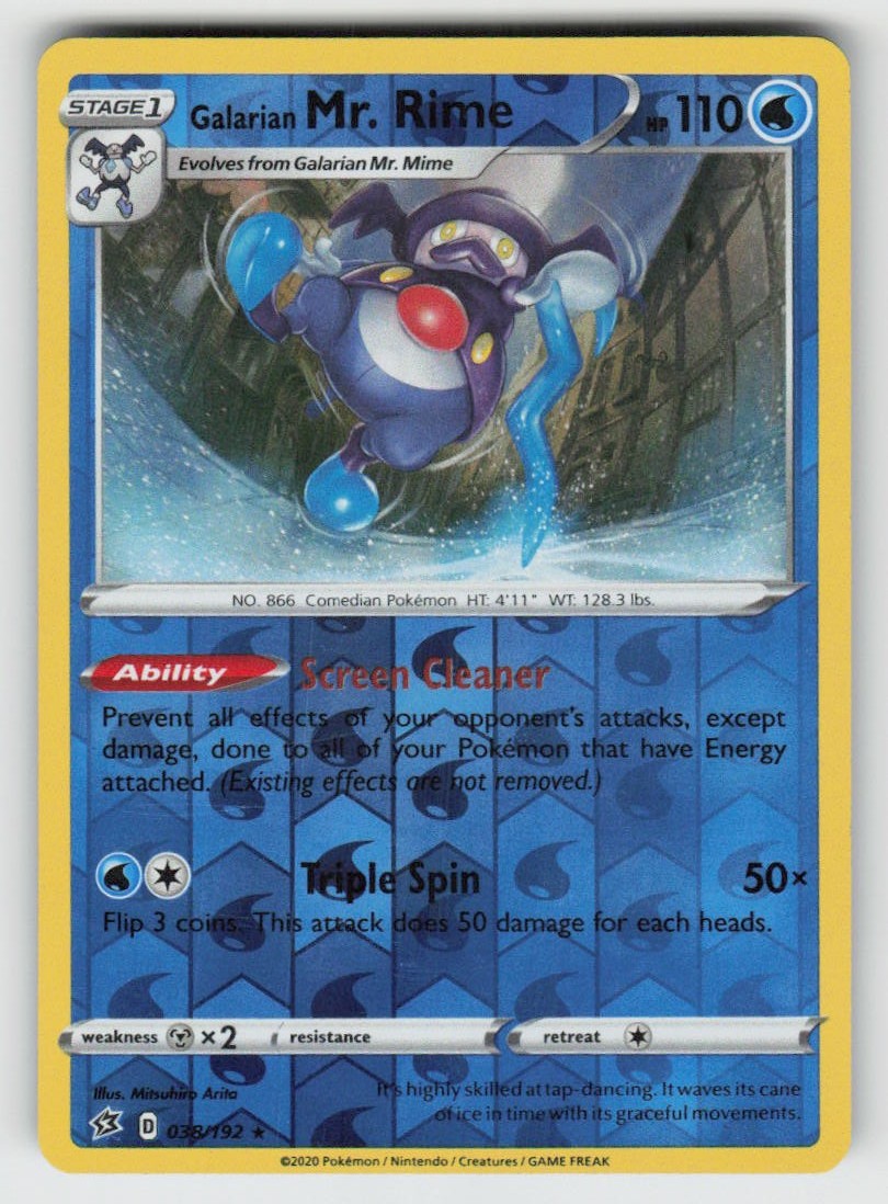 Reverse Holo Galarian Mr. Rime 036/189 Rare Darkness Ablaze Near Mint