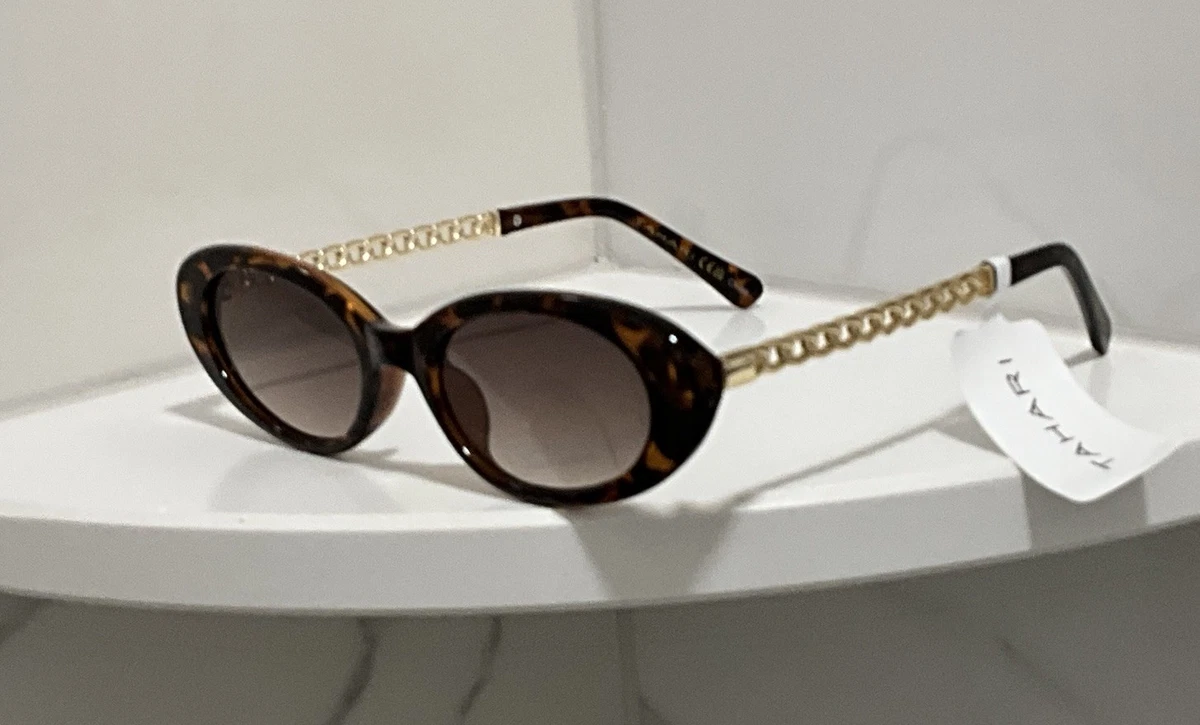 Tahari Tortoiseshell Chain-Arm Oval Sunglasses - NWT $55 MSRP Tahari TH916 TS Oversize Butterfly Sunglasses Brown Tortoise  main image 2