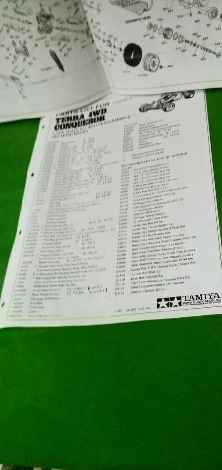 TAMIYA RC TERRA 4WD CONQUEROR PARTS LIST FOGLIO RICAMBI scala 1:10 - Immagine 4 di 4