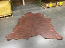 Chevron Embossed Brown Leather Hide Upholstery Whole Full Cow Hide Italian 50 ft