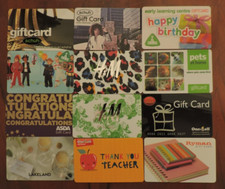 BARGAIN BUNDLE OF 12 ASSORTED UK GIFT CARDS. COLLECTORS ITEM. NO VALUE. LOT 6